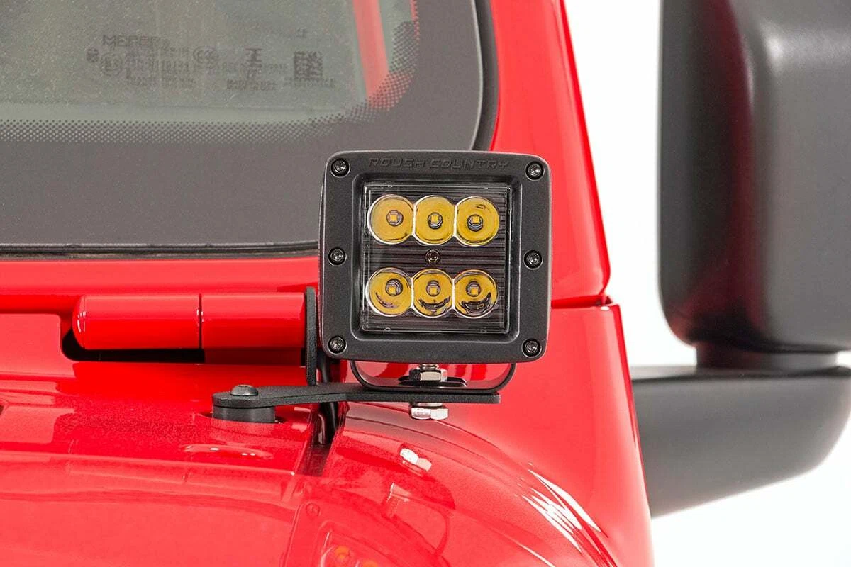 Fits Gladiator JT(18-24) LED Light Hinge Mount 2_ Black Pair White DRL 70052DRL